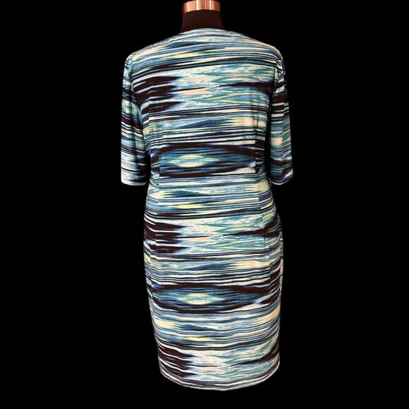 Connected Apparel Blue Black White Sheath Dress Size 22W - Picture 9 of 9